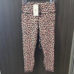 Fabletics Women's Leopard Print Leggings - Pink and Black